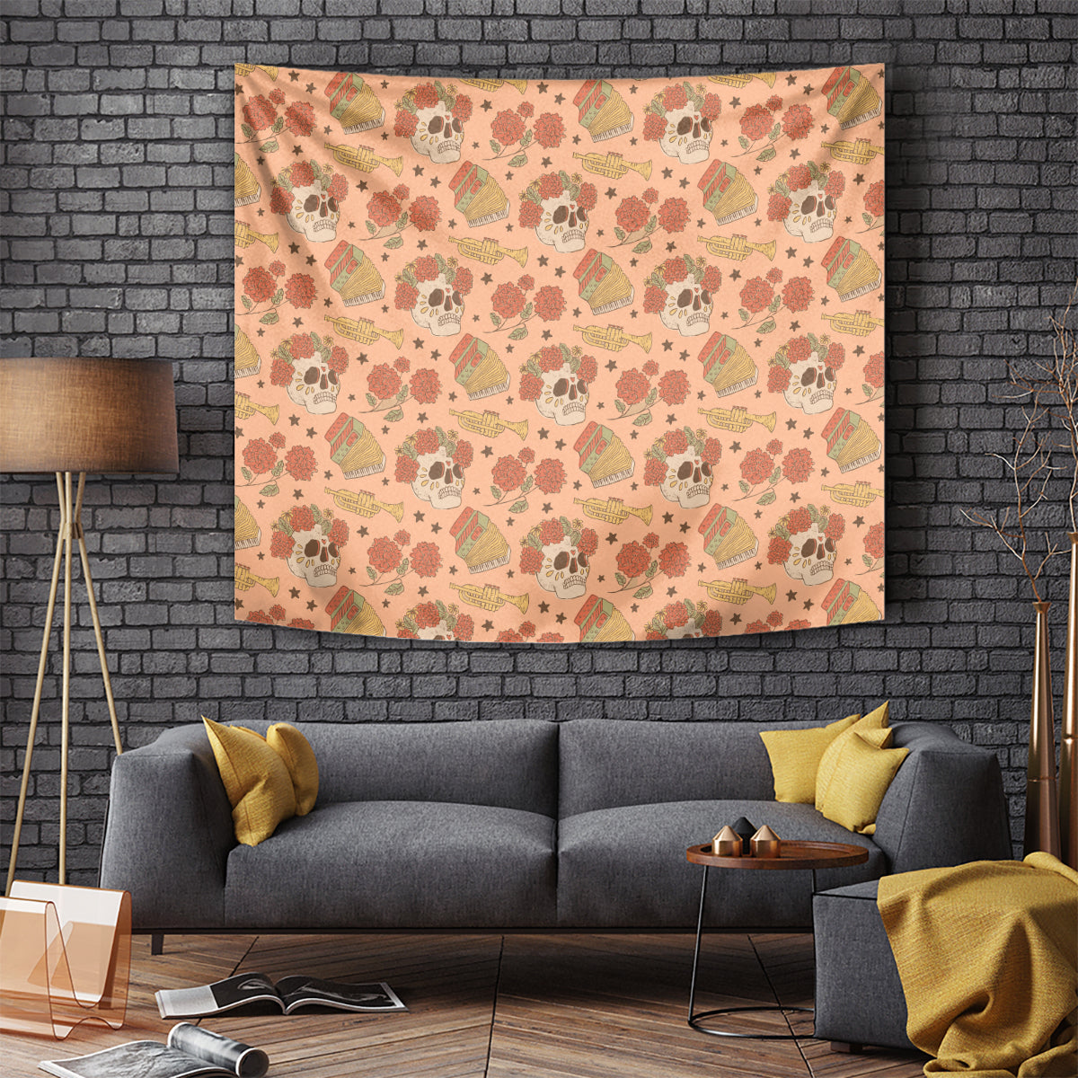 Day of the Dead Tapestry Sugar Skulls - Wonder Print Shop
