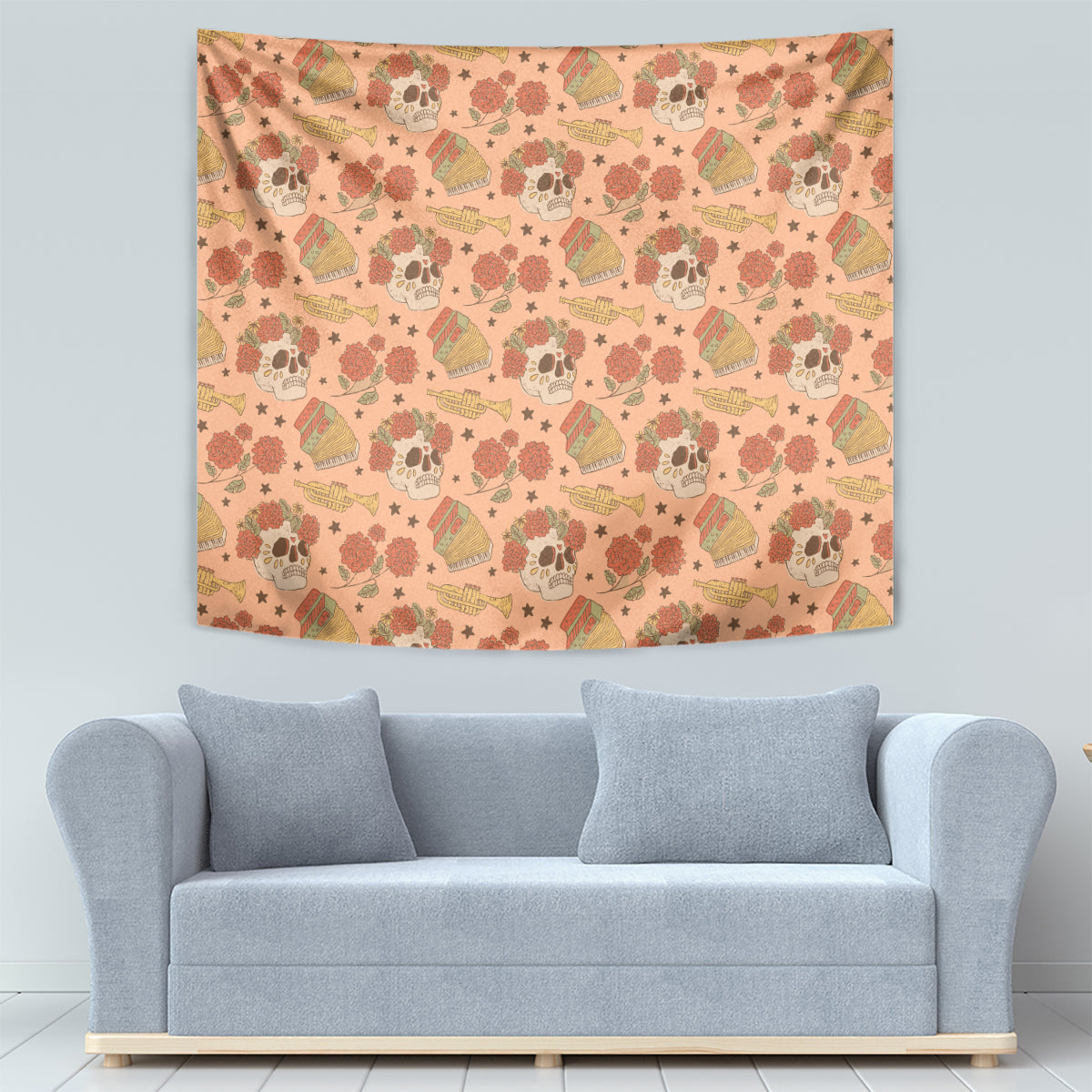 Day of the Dead Tapestry Sugar Skulls - Wonder Print Shop