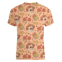 Day of the Dead Women V Neck T Shirt Sugar Skulls - Wonder Print Shop