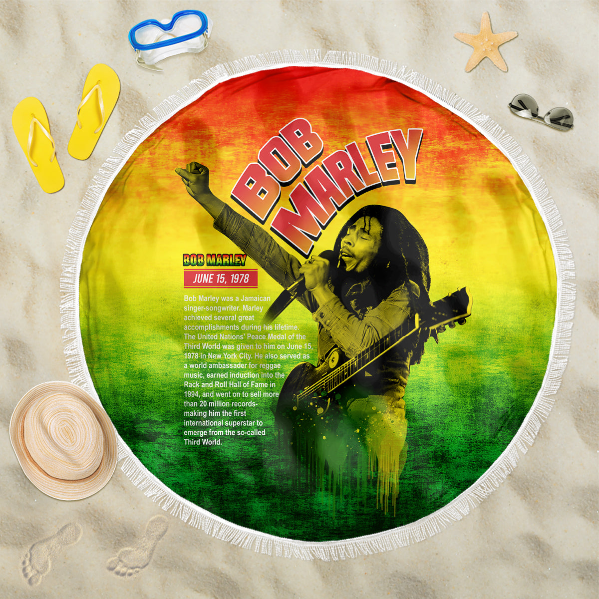 The Real Bob Marley Beach Blanket African Jamaica Reggae