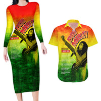 The Real Legend Bob Couples Matching Long Sleeve Bodycon Dress and Hawaiian Shirt African Jamaica Reggae - Wonder Print Shop