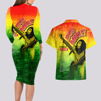 The Real Legend Bob Couples Matching Long Sleeve Bodycon Dress and Hawaiian Shirt African Jamaica Reggae - Wonder Print Shop