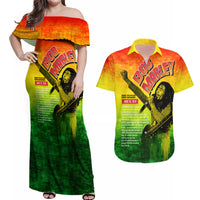 The Real Legend Bob Couples Matching Off Shoulder Maxi Dress and Hawaiian Shirt African Jamaica Reggae - Wonder Print Shop
