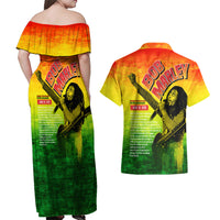 The Real Legend Bob Couples Matching Off Shoulder Maxi Dress and Hawaiian Shirt African Jamaica Reggae - Wonder Print Shop