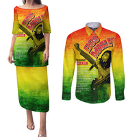 The Real Legend Bob Couples Matching Puletasi and Long Sleeve Button Shirt African Jamaica Reggae - Wonder Print Shop