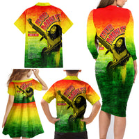 The Real Legend Bob Family Matching Long Sleeve Bodycon Dress and Hawaiian Shirt African Jamaica Reggae - Wonder Print Shop
