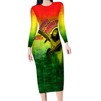 The Real Legend Bob Family Matching Long Sleeve Bodycon Dress and Hawaiian Shirt African Jamaica Reggae - Wonder Print Shop