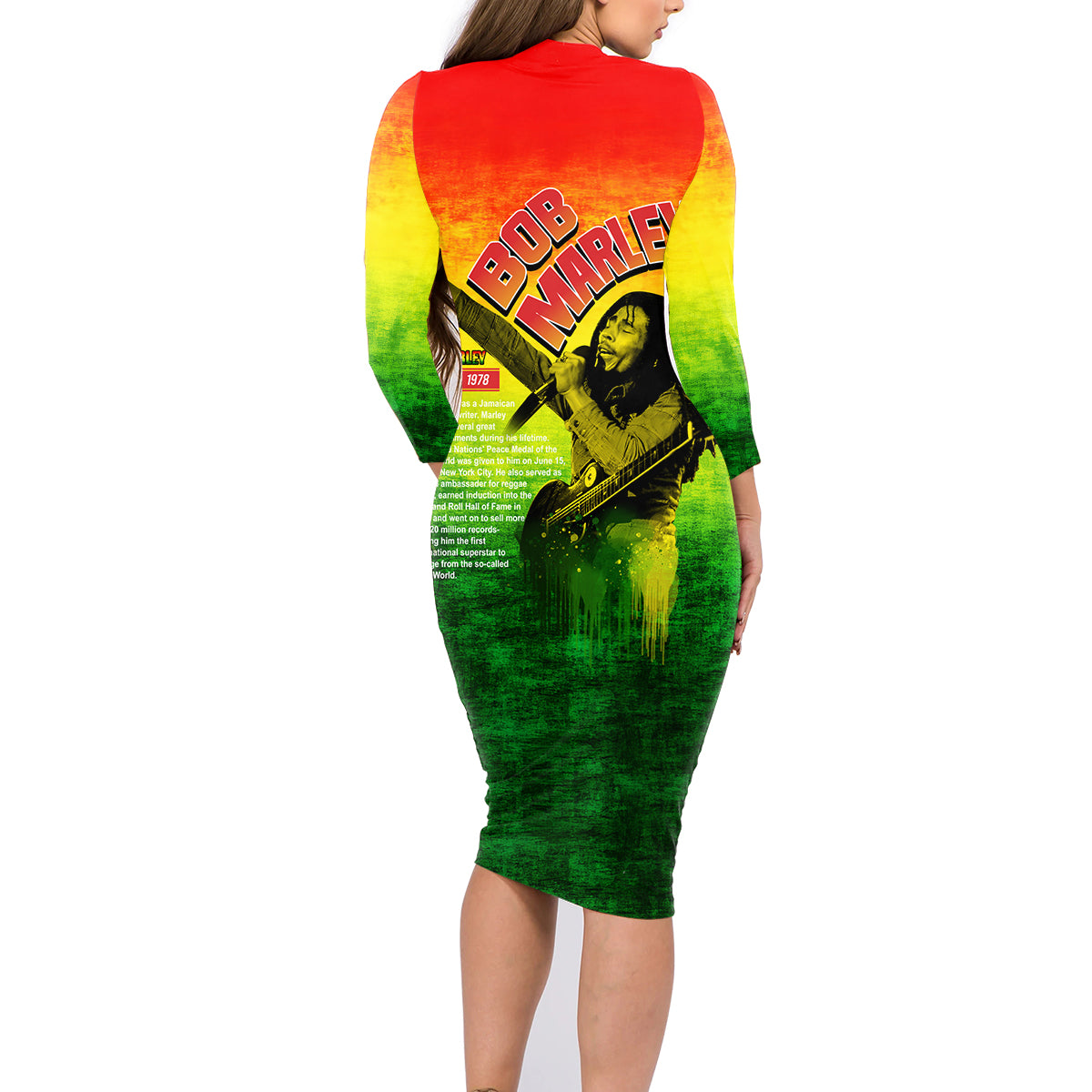 The Real Legend Bob Family Matching Long Sleeve Bodycon Dress and Hawaiian Shirt African Jamaica Reggae - Wonder Print Shop