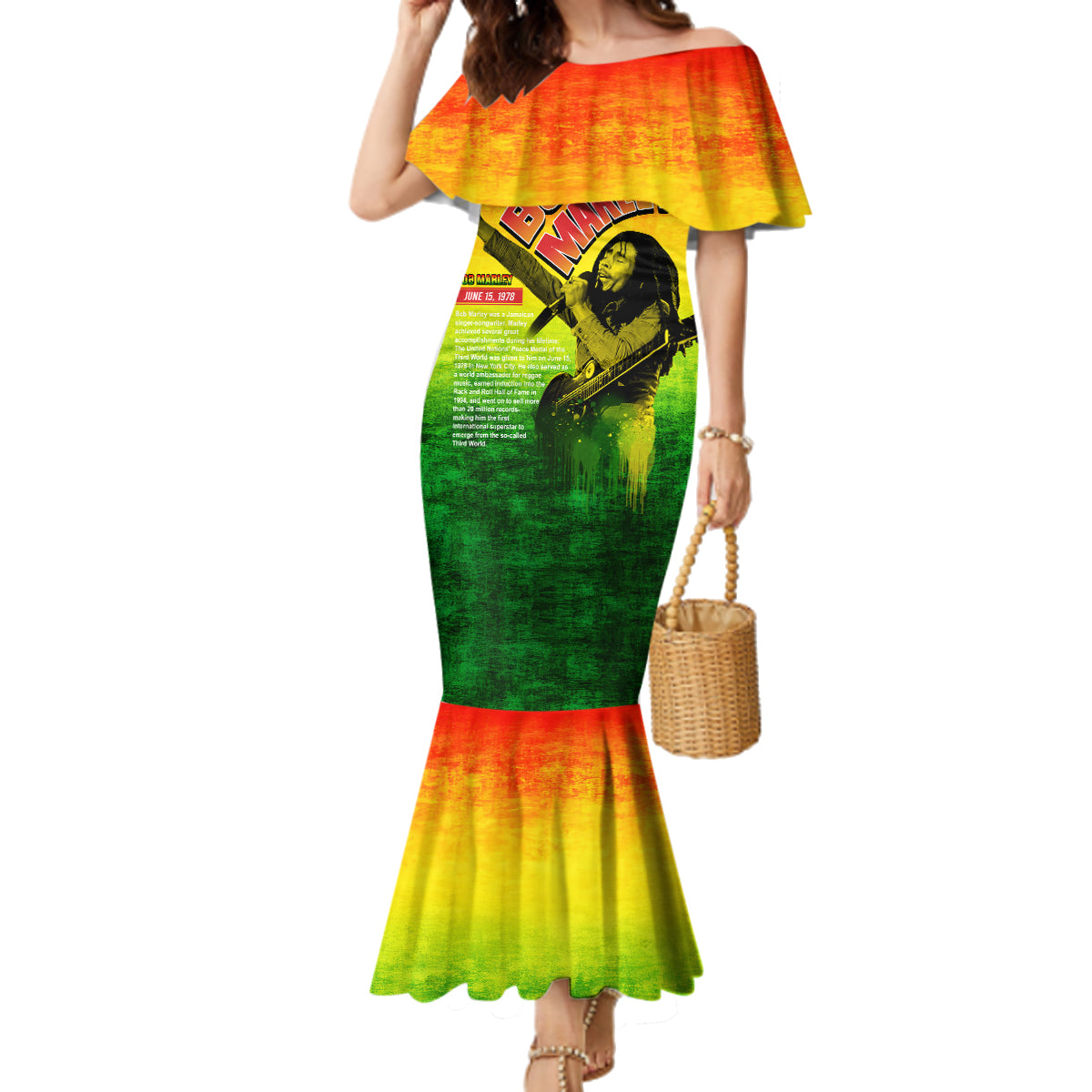 The Real Legend Bob Family Matching Mermaid Dress and Hawaiian Shirt African Jamaica Reggae - Wonder Print Shop