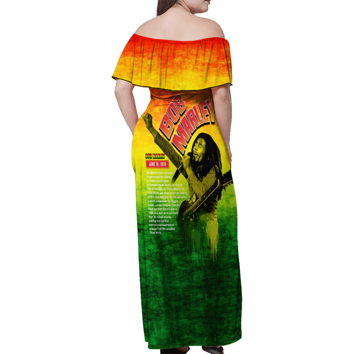 The Real Legend Bob Family Matching Off Shoulder Maxi Dress and Hawaiian Shirt African Jamaica Reggae - Wonder Print Shop