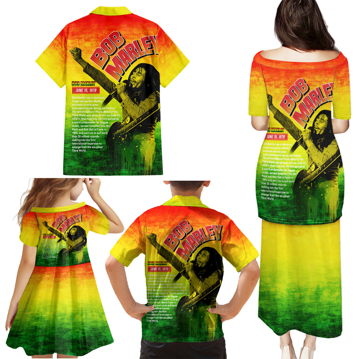 The Real Legend Bob Family Matching Puletasi and Hawaiian Shirt African Jamaica Reggae - Wonder Print Shop