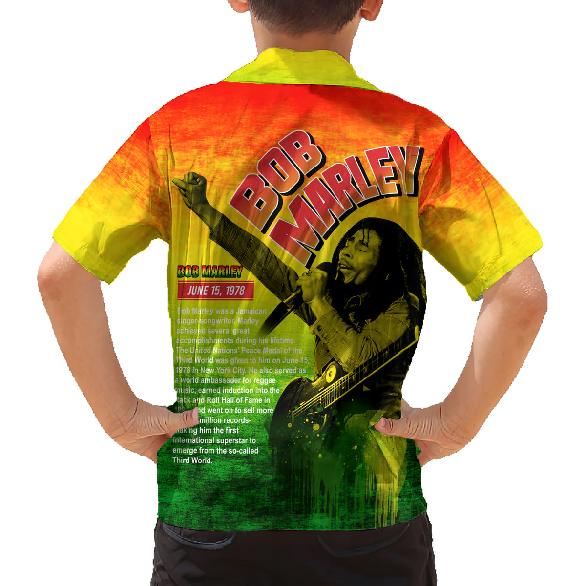 The Real Legend Bob Family Matching Short Sleeve Bodycon Dress and Hawaiian Shirt African Jamaica Reggae - Wonder Print Shop