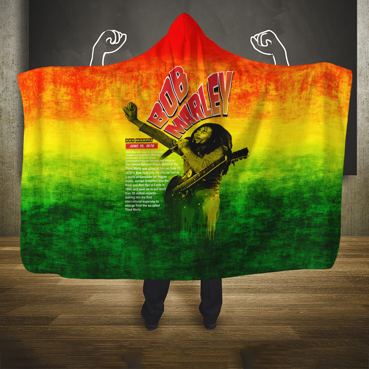 The Real Bob Marley Hooded Blanket African Jamaica Reggae