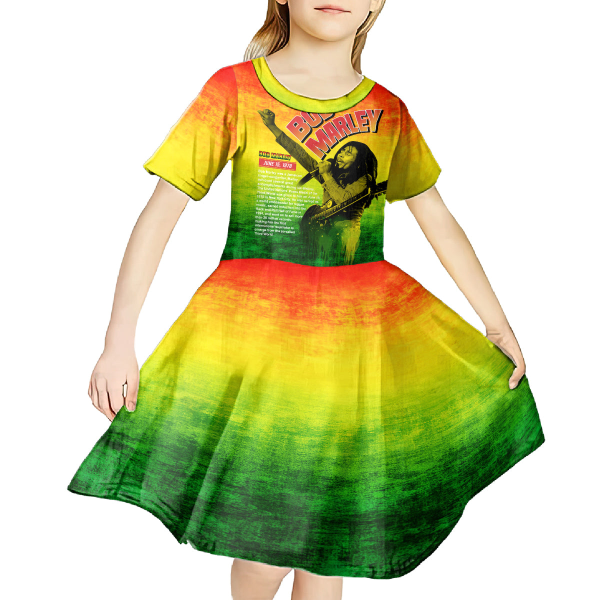 The Real Legend Bob Kid Short Sleeve Dress African Jamaica Reggae - Wonder Print Shop