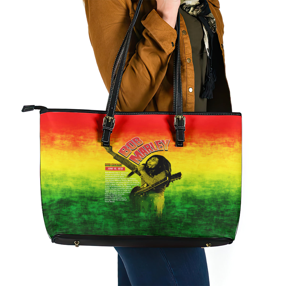 The Real Legend Bob Leather Tote Bag African Jamaica Reggae - Wonder Print Shop