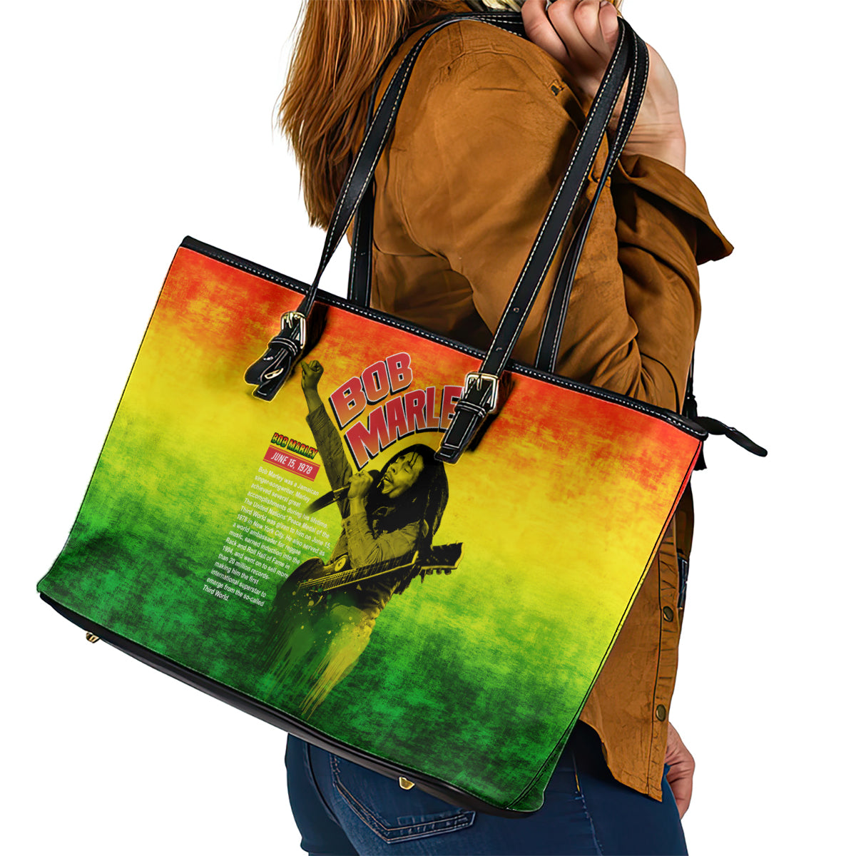 The Real Legend Bob Leather Tote Bag African Jamaica Reggae - Wonder Print Shop