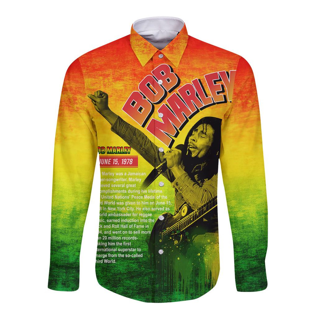 The Real Legend Bob Long Sleeve Button Shirt African Jamaica Reggae - Wonder Print Shop