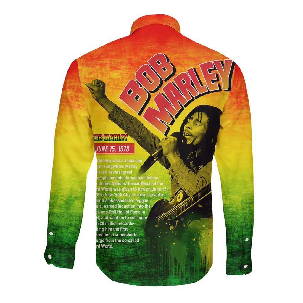 The Real Legend Bob Long Sleeve Button Shirt African Jamaica Reggae - Wonder Print Shop