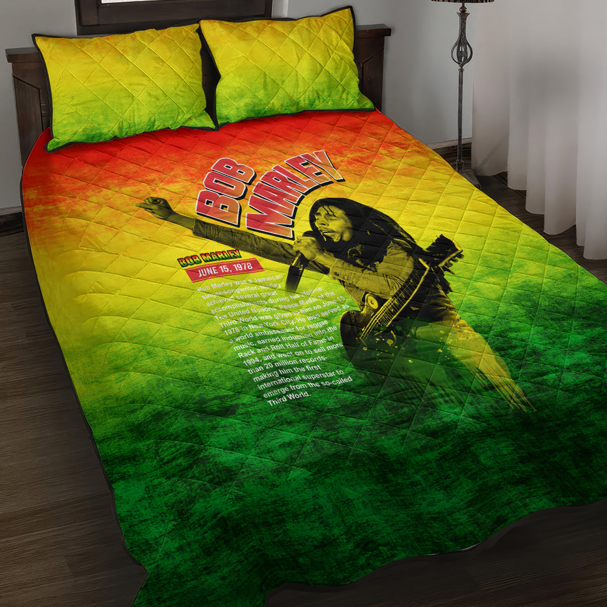 The Real Bob Marley Quilt Bed Set African Jamaica Reggae