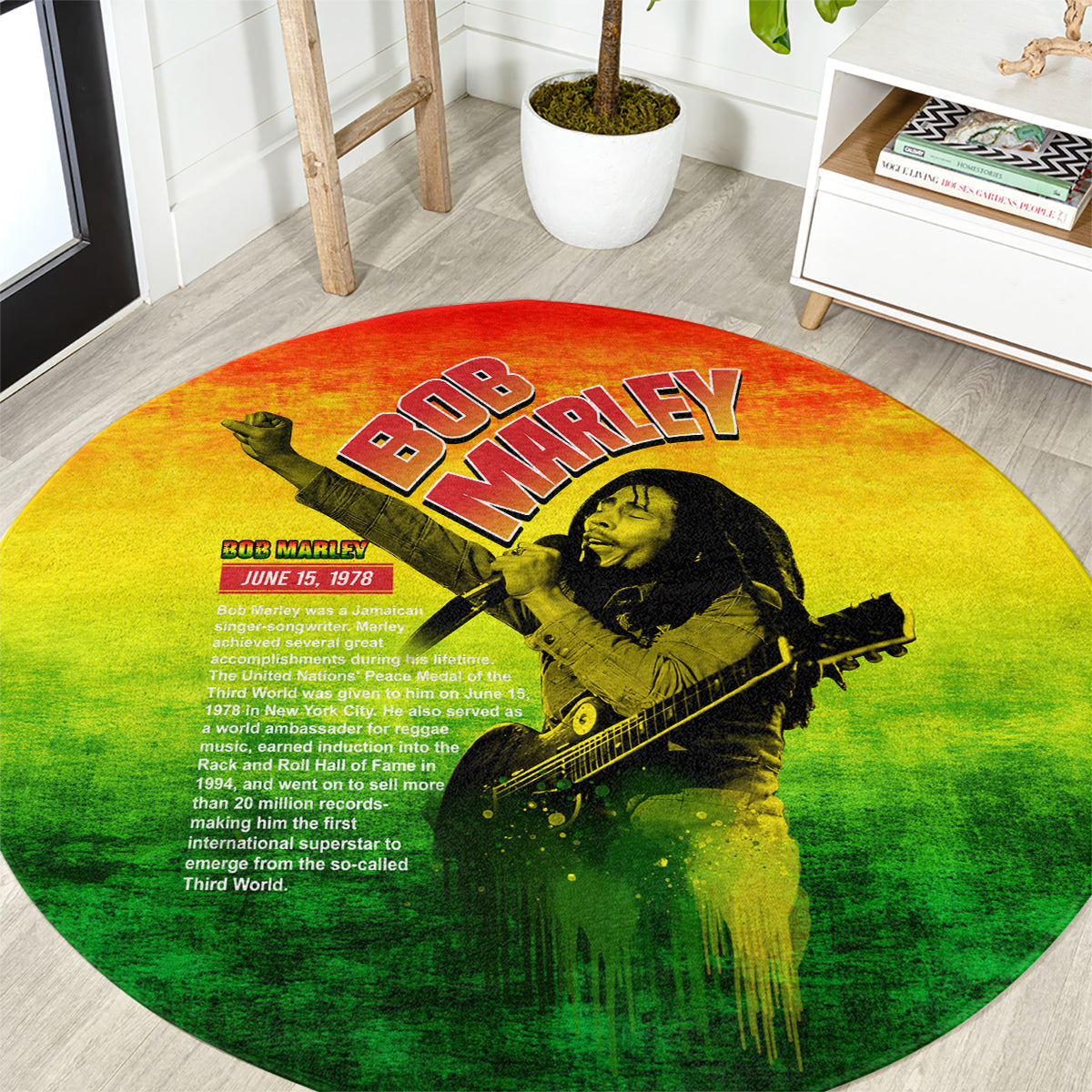 The Real Bob Marley Round Carpet African Jamaica Reggae