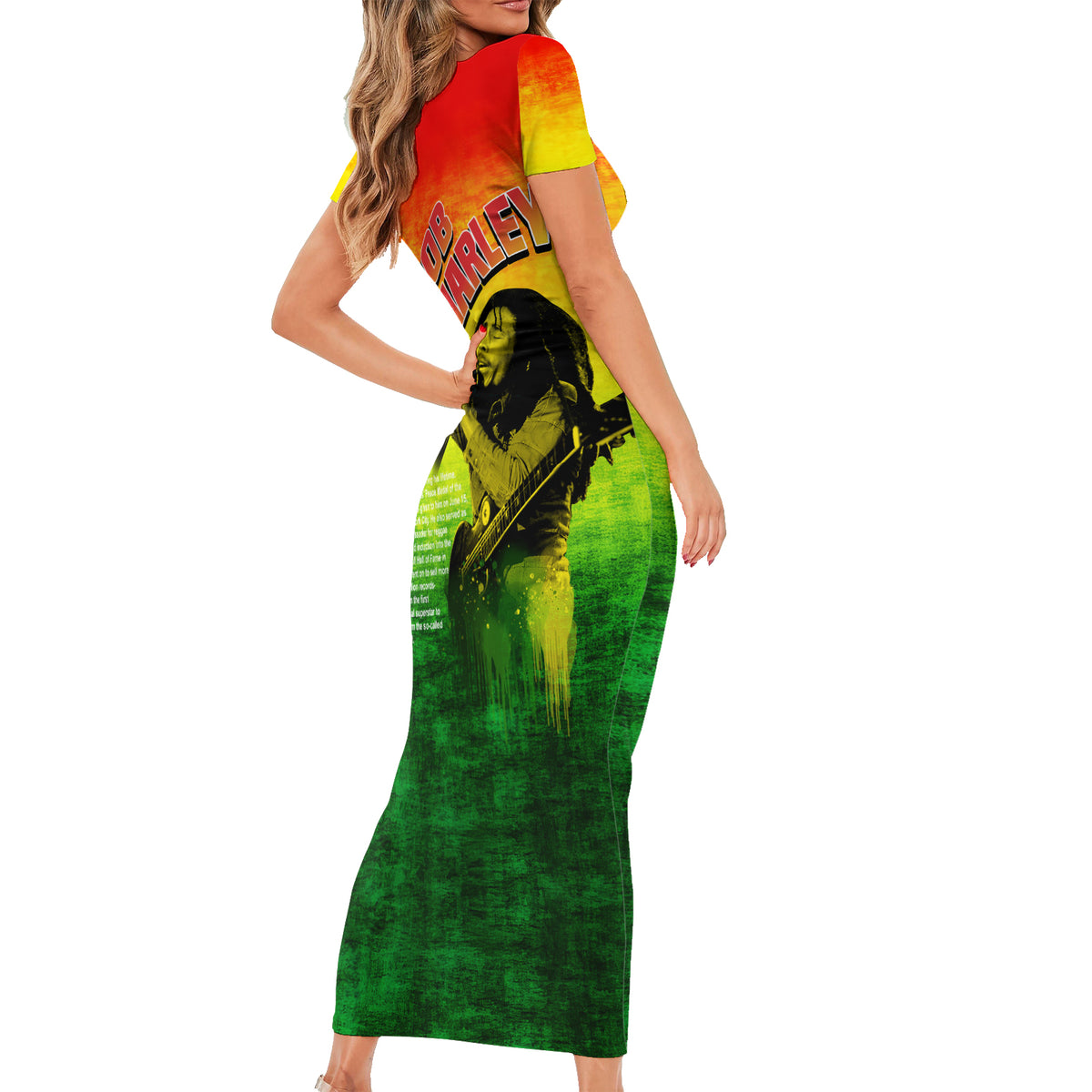 The Real Legend Bob Short Sleeve Bodycon Dress African Jamaica Reggae - Wonder Print Shop