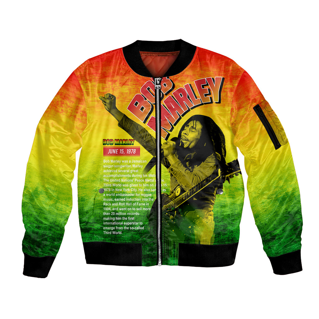 The Real Legend Bob Sleeve Zip Bomber Jacket African Jamaica Reggae - Wonder Print Shop