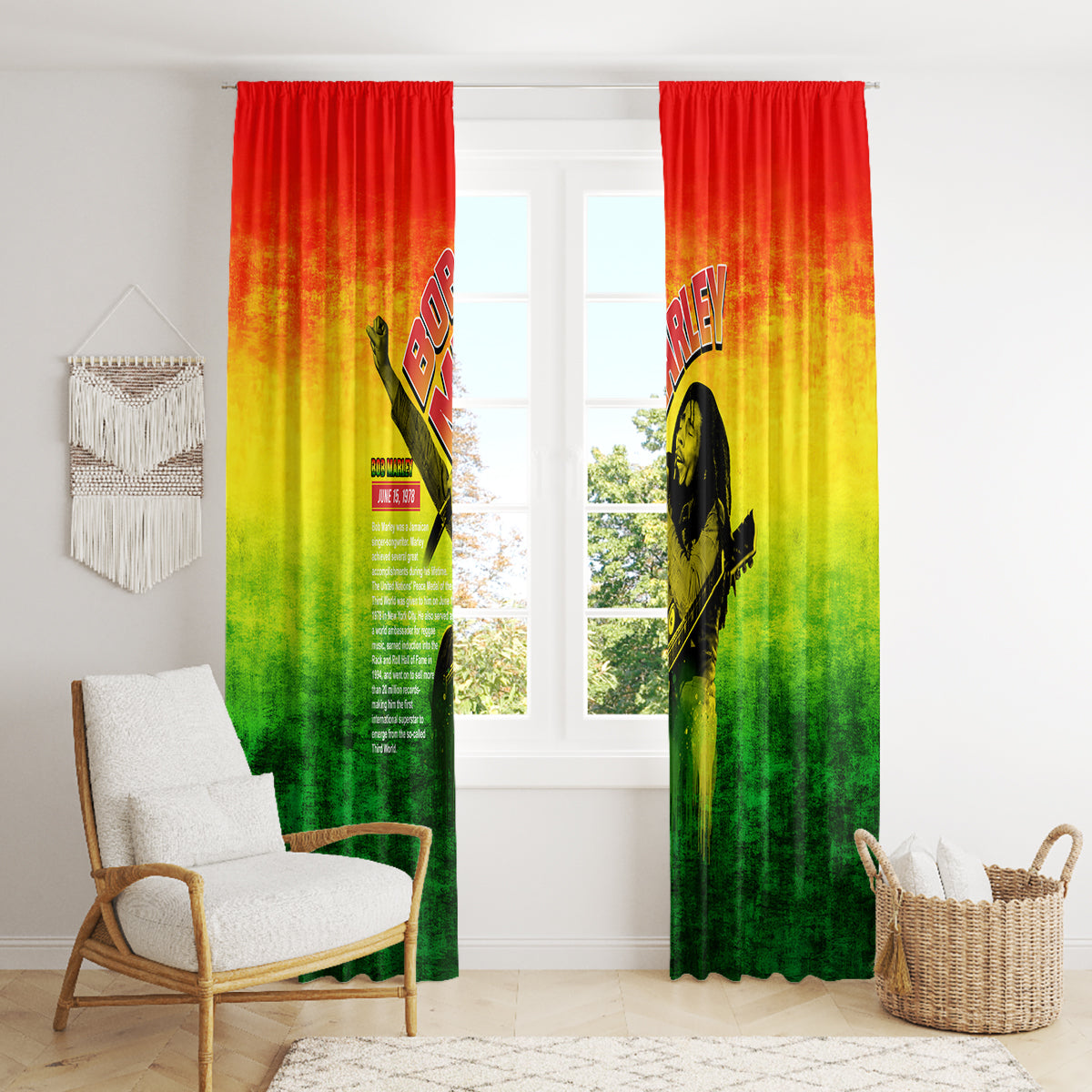 The Real Legend Bob Window Curtain African Jamaica Reggae - Wonder Print Shop