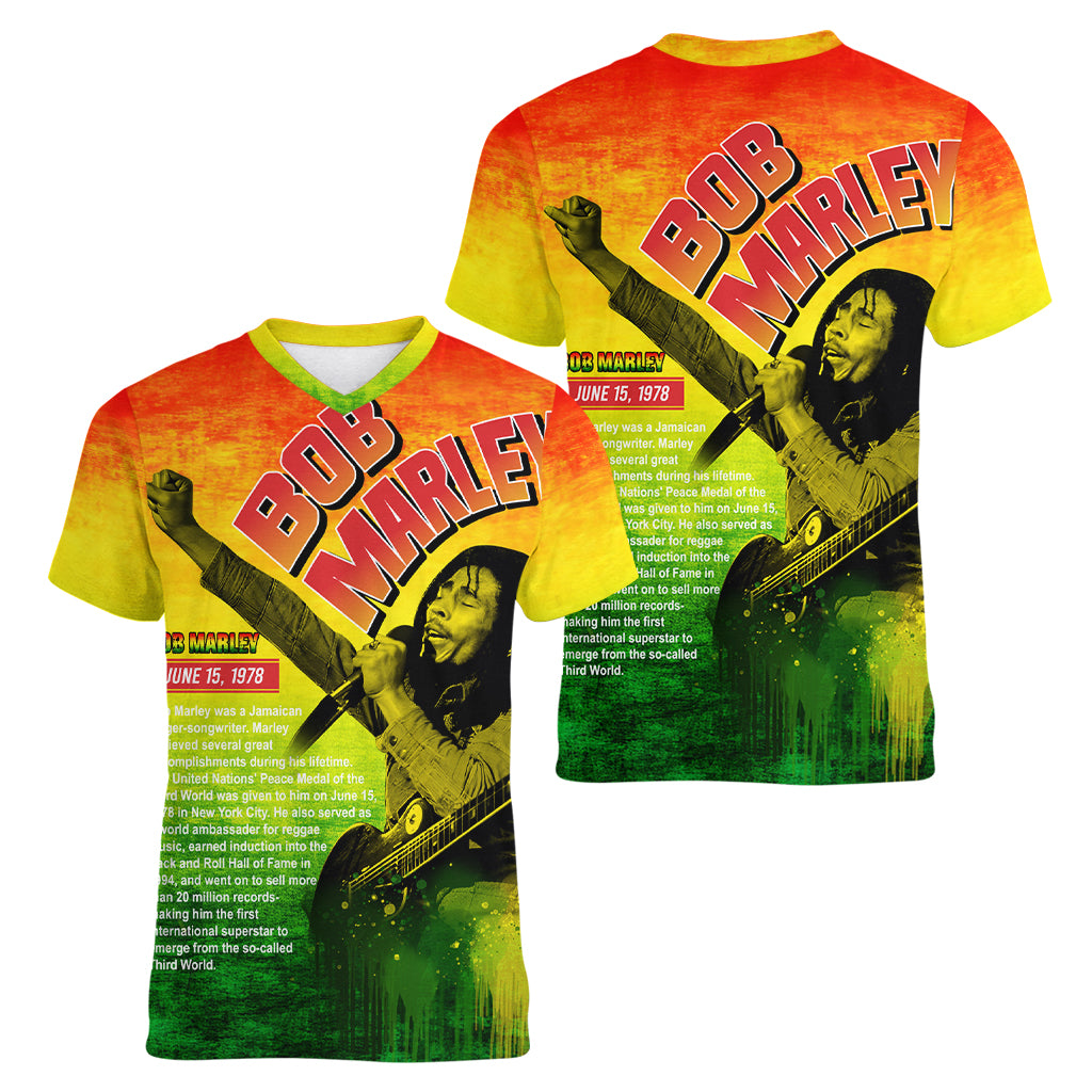 The Real Legend Bob Women V Neck T Shirt African Jamaica Reggae - Wonder Print Shop