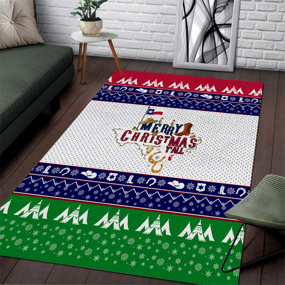 Merry Christmas Yall Texas Area Rug - Wonder Print Shop