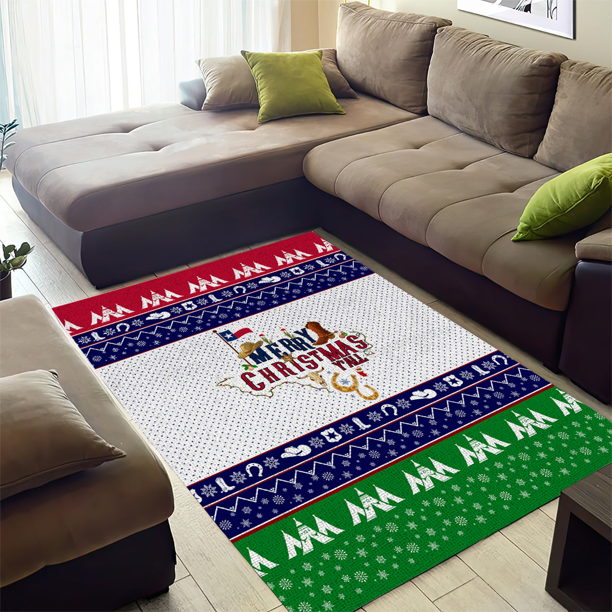 Merry Christmas Yall Texas Area Rug - Wonder Print Shop
