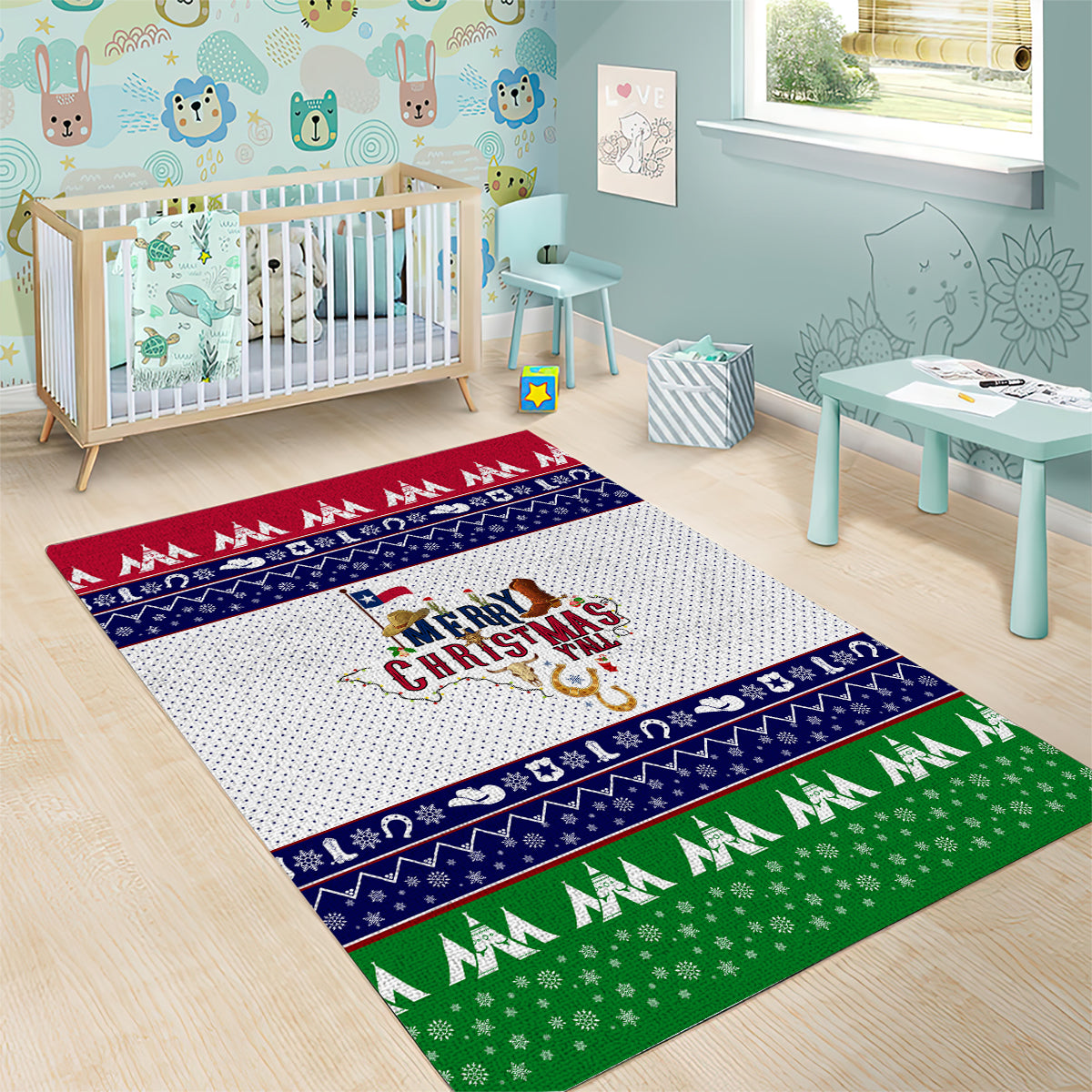 Merry Christmas Yall Texas Area Rug - Wonder Print Shop