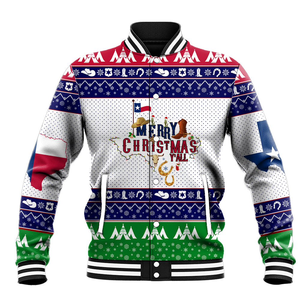 Merry Christmas Yall Texas Baseball Jacket - Wonder Print Shop
