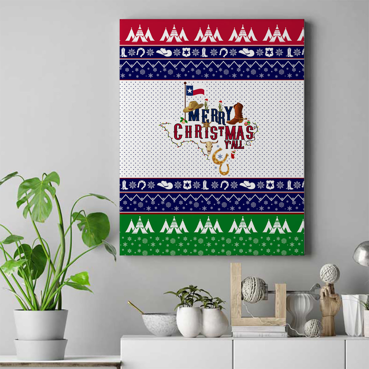 Merry Christmas Yall Texas Canvas Wall Art - Wonder Print Shop