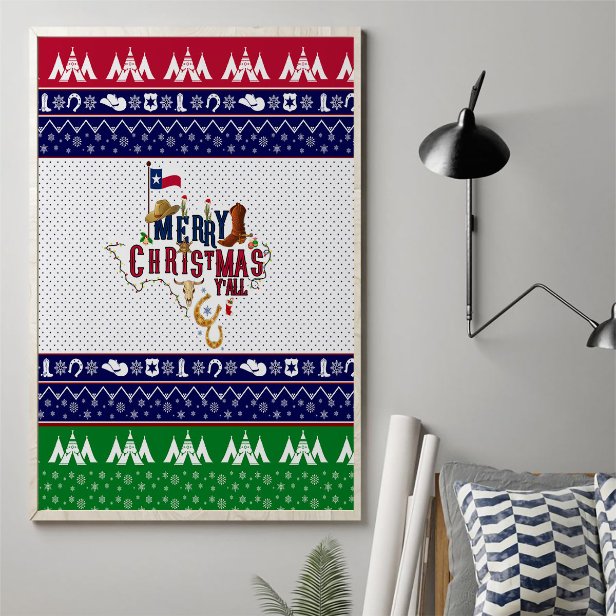 Merry Christmas Yall Texas Canvas Wall Art - Wonder Print Shop