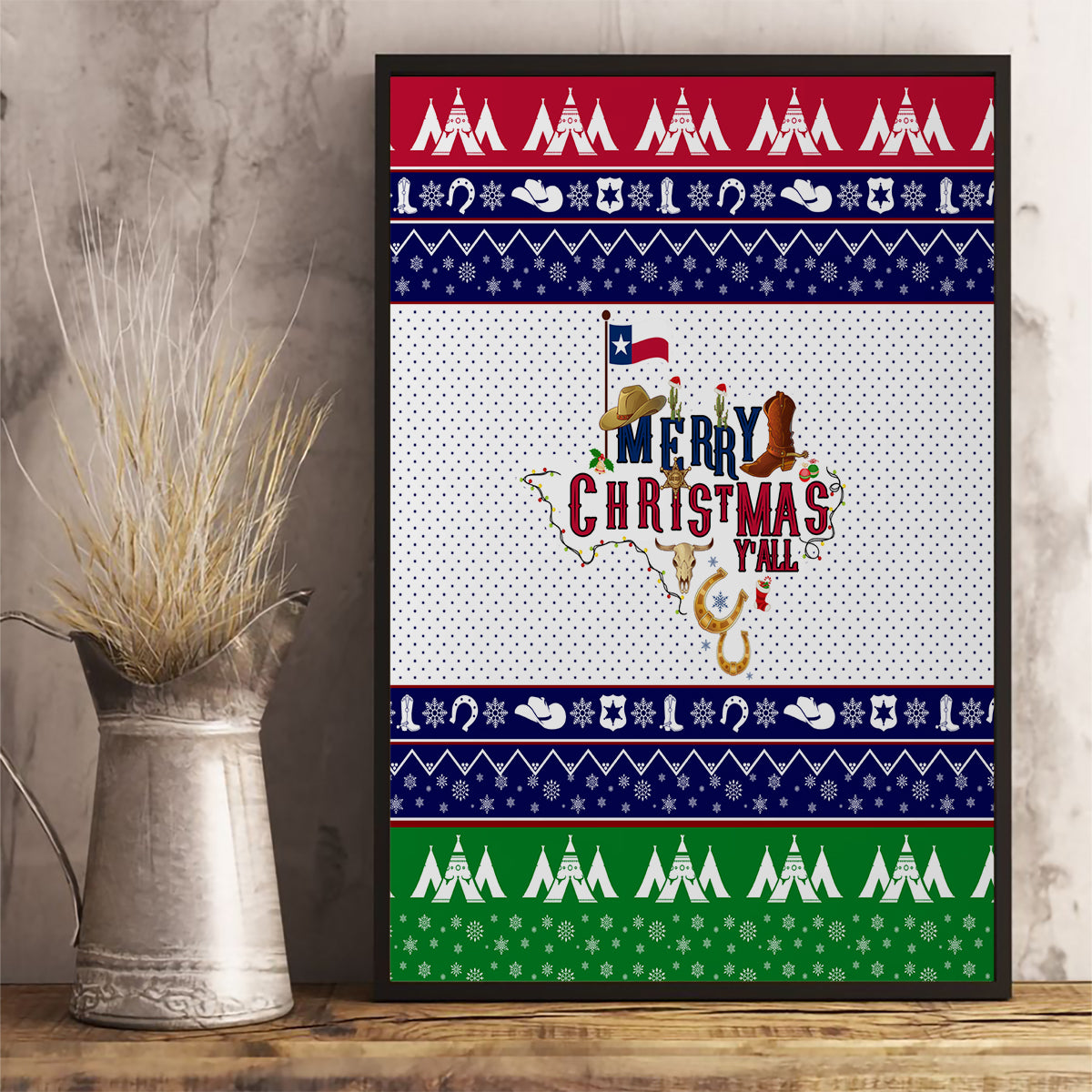 Merry Christmas Yall Texas Canvas Wall Art - Wonder Print Shop