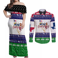Merry Christmas Yall Texas Couples Matching Off Shoulder Maxi Dress and Long Sleeve Button Shirt - Wonder Print Shop