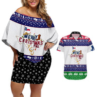 Merry Christmas Yall Texas Couples Matching Off Shoulder Short Dress and Hawaiian Shirt - Wonder Print Shop