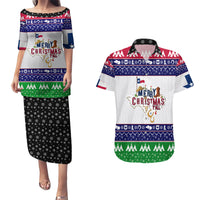 Merry Christmas Yall Texas Couples Matching Puletasi Dress and Hawaiian Shirt - Wonder Print Shop
