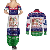 Merry Christmas Yall Texas Couples Matching Summer Maxi Dress and Long Sleeve Button Shirt - Wonder Print Shop
