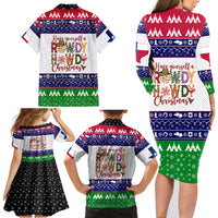 Merry Christmas Yall Texas Family Matching Long Sleeve Bodycon Dress and Hawaiian Shirt - Wonder Print Shop