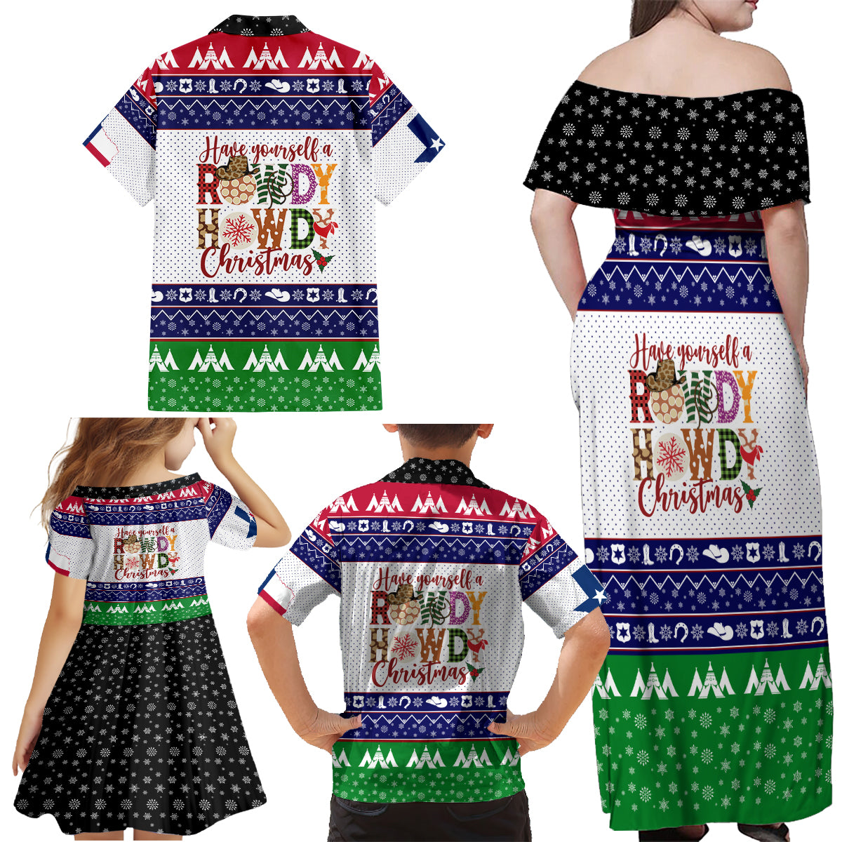 Merry Christmas Yall Texas Family Matching Off Shoulder Maxi Dress and Hawaiian Shirt - Wonder Print Shop