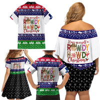 Merry Christmas Yall Texas Family Matching Off Shoulder Short Dress and Hawaiian Shirt - Wonder Print Shop