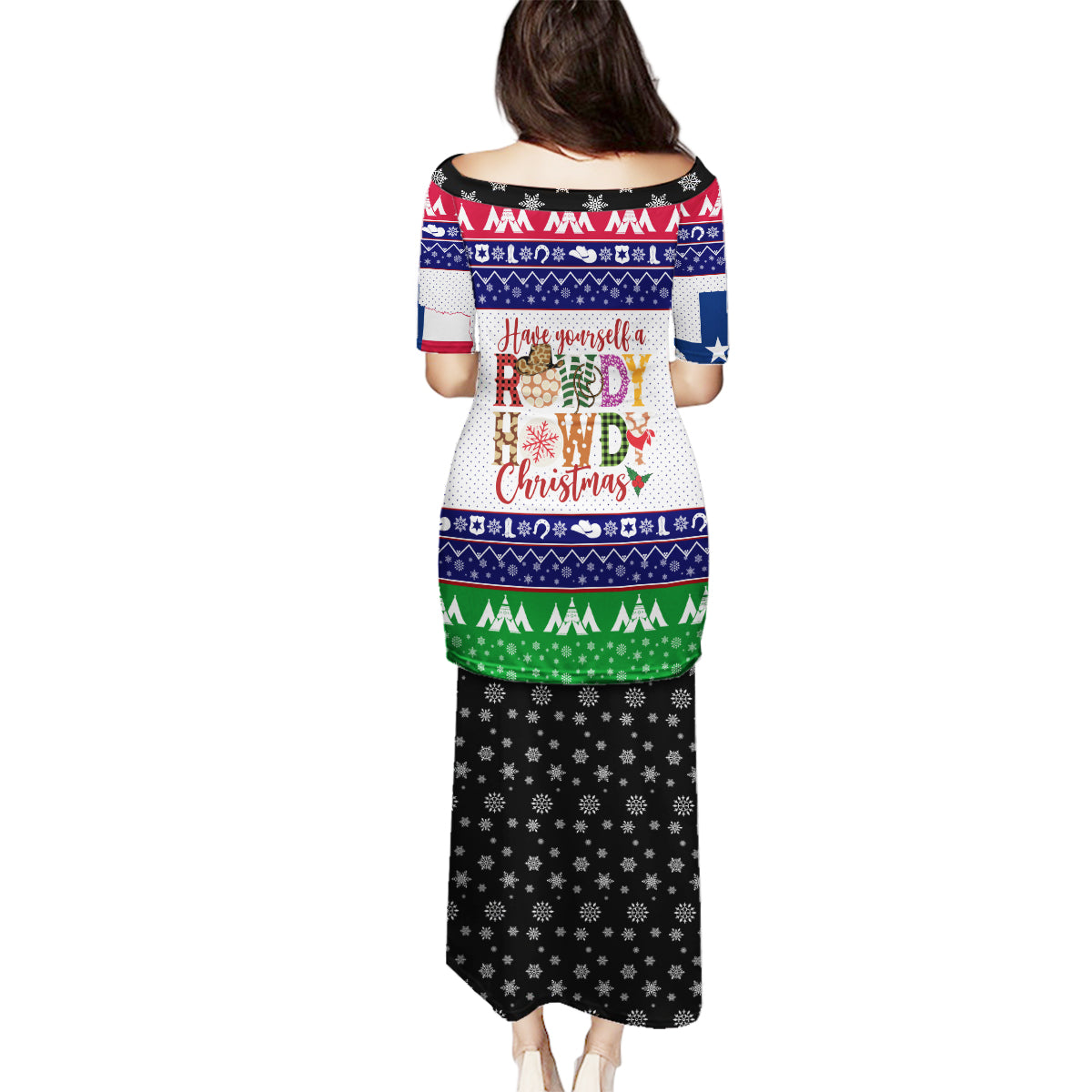 Merry Christmas Yall Texas Family Matching Puletasi Dress and Hawaiian Shirt - Wonder Print Shop