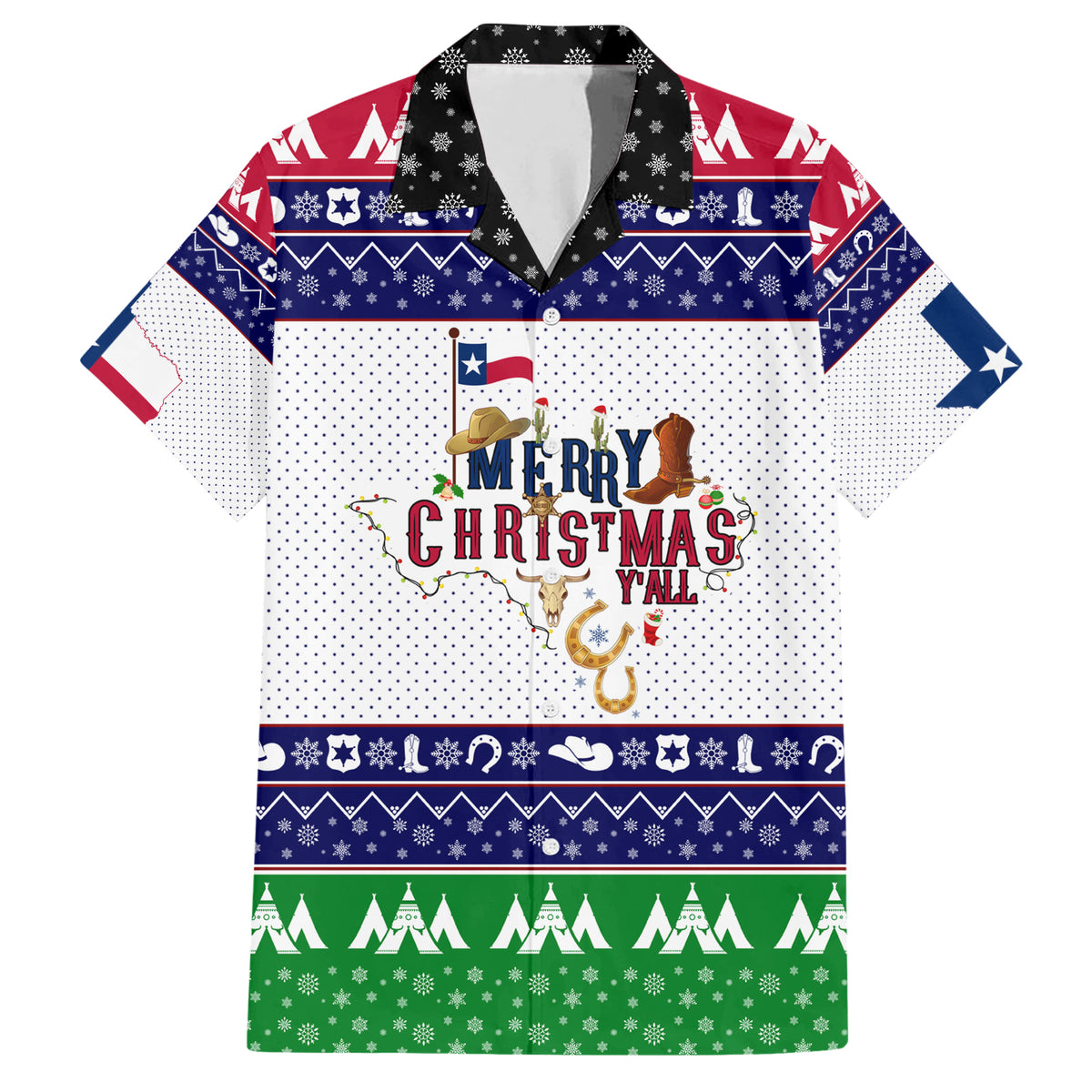 Merry Christmas Yall Texas Family Matching Short Sleeve Bodycon Dress and Hawaiian Shirt - Wonder Print Shop