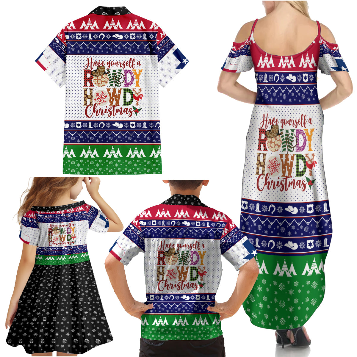 Merry Christmas Yall Texas Family Matching Summer Maxi Dress and Hawaiian Shirt - Wonder Print Shop