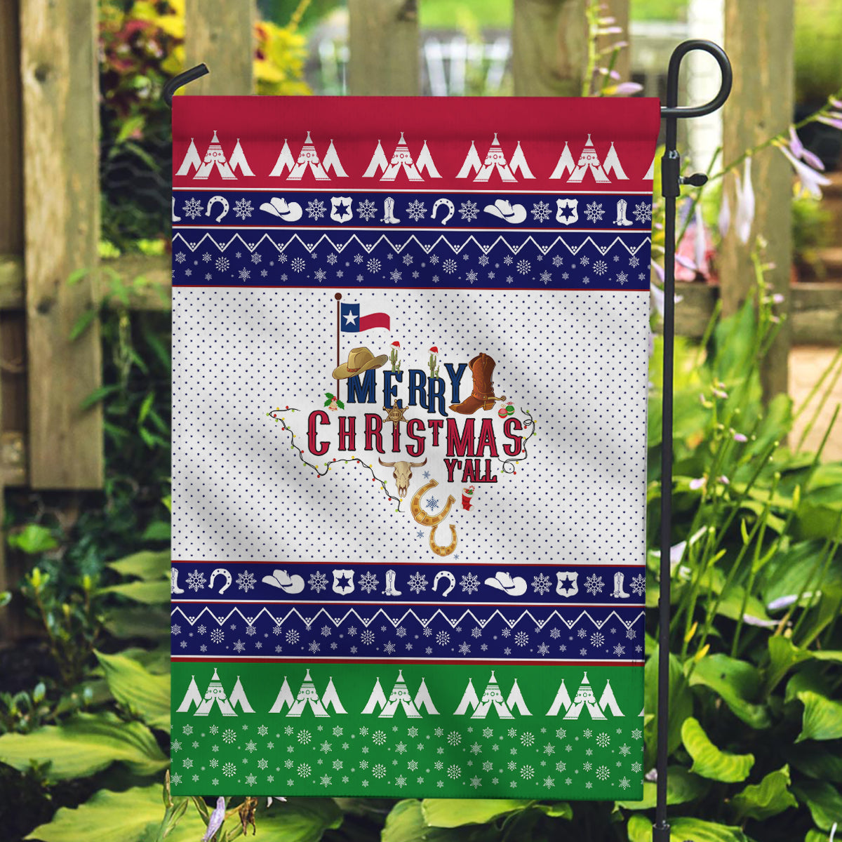 Merry Christmas Yall Texas Garden Flag - Wonder Print Shop