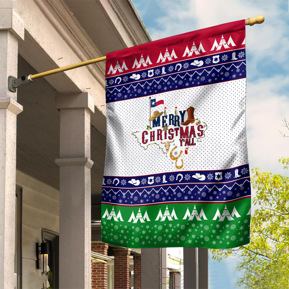 Merry Christmas Yall Texas Garden Flag - Wonder Print Shop