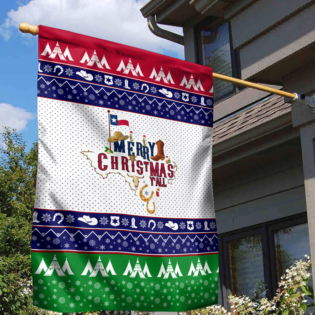 Merry Christmas Yall Texas Garden Flag - Wonder Print Shop