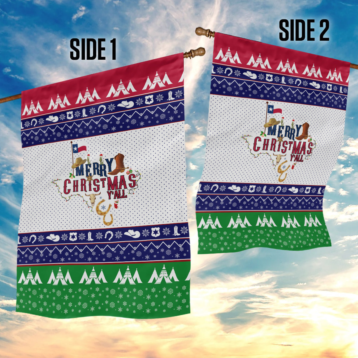 Merry Christmas Yall Texas Garden Flag - Wonder Print Shop