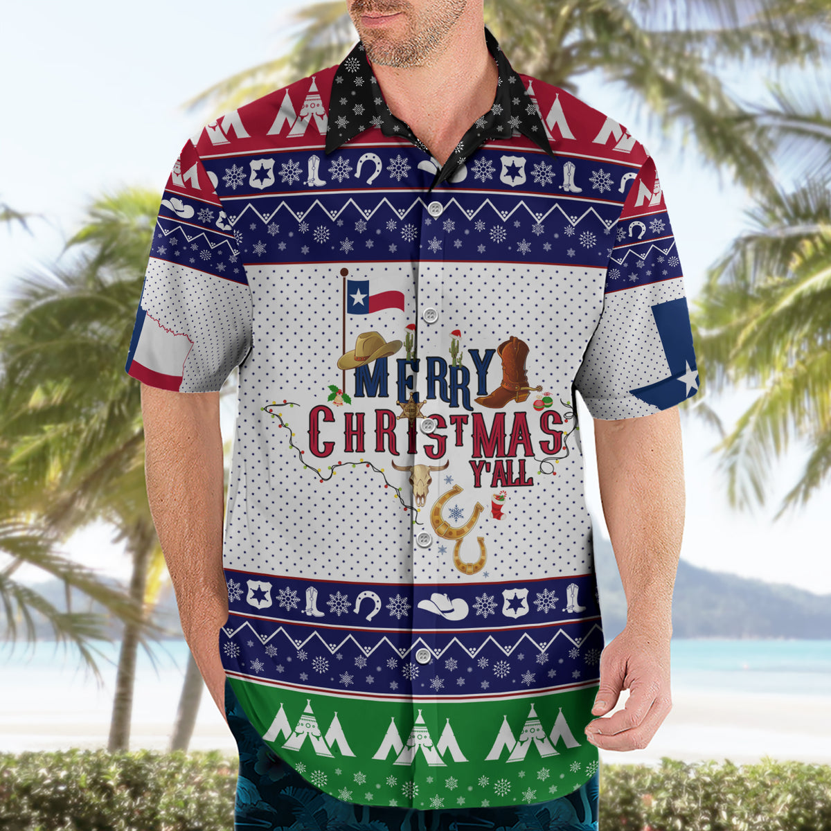 Merry Christmas Yall Texas Hawaiian Shirt - Wonder Print Shop